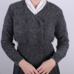 Memery Mohair Gray Cardigan 1940s/1950s Vintage Style Sz L